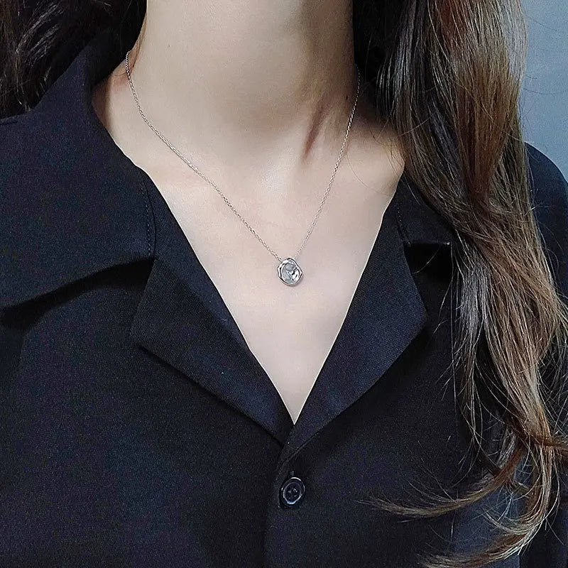 gold irregular round pendant minimalist necklace
