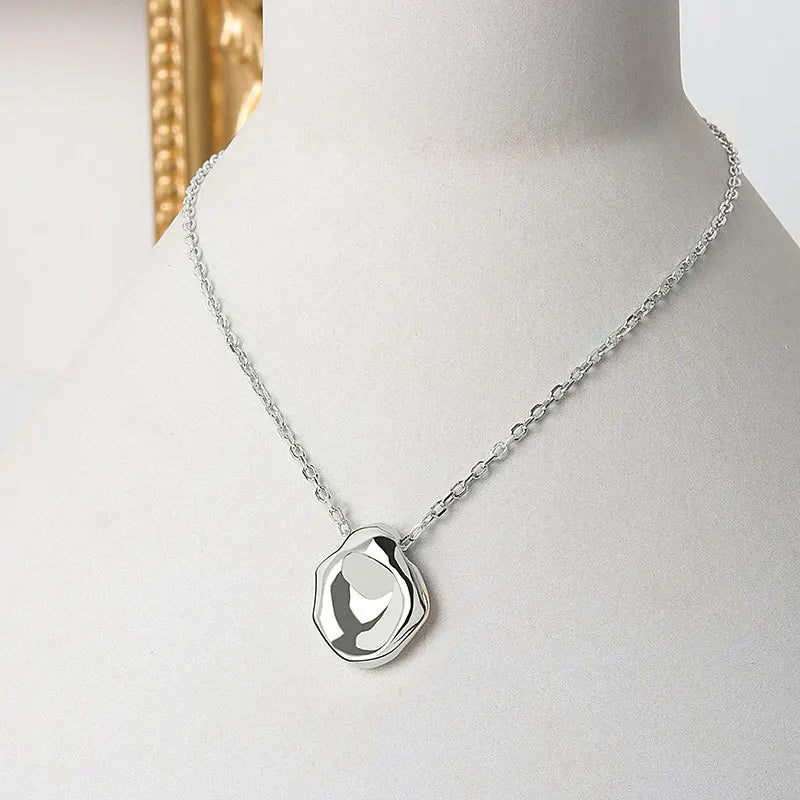 gold irregular round pendant minimalist necklace