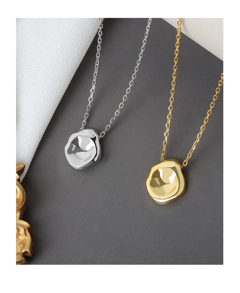 gold irregular round pendant minimalist necklace