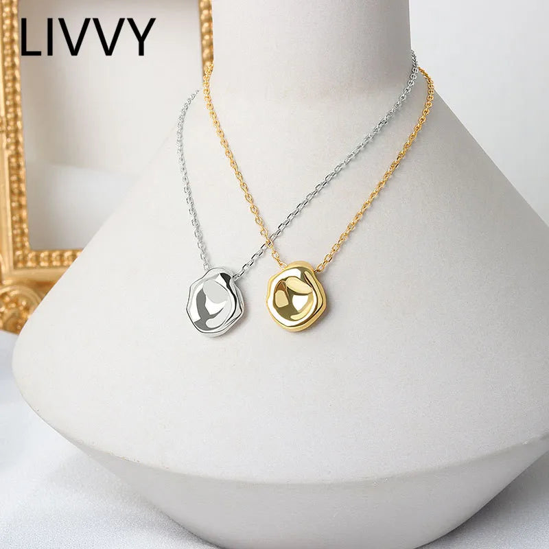 gold irregular round pendant minimalist necklace