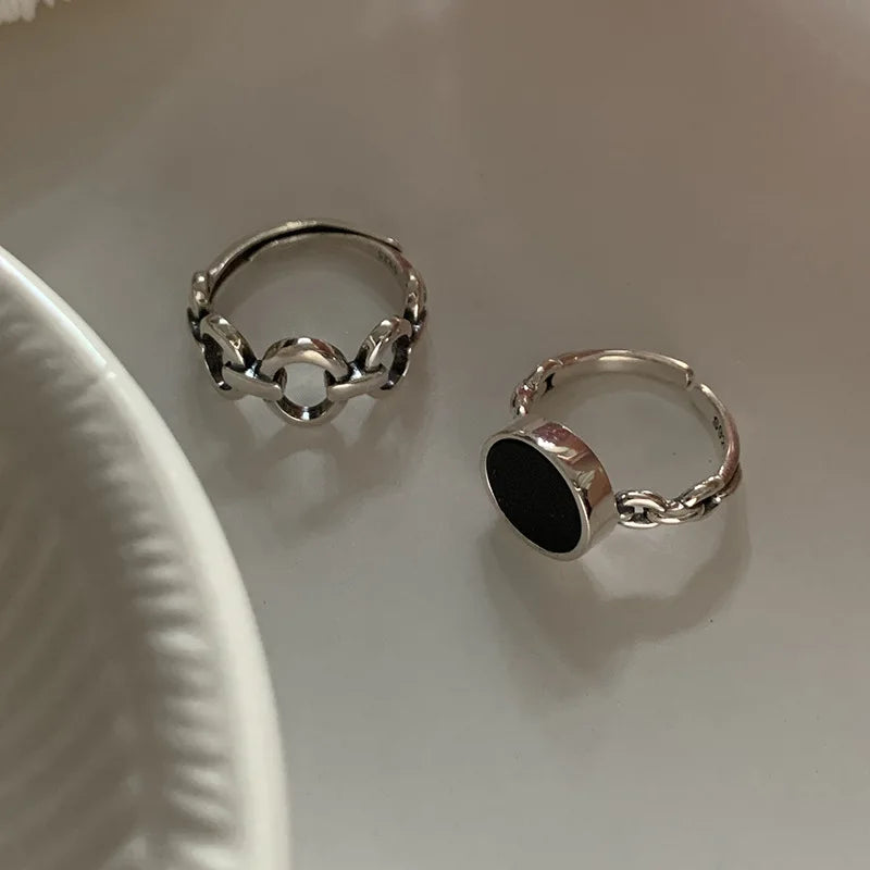 Timeless Classic Enamel Signet Ring with black enamel face and silver-plated band, elegant jewelry for everyday or formal wear.