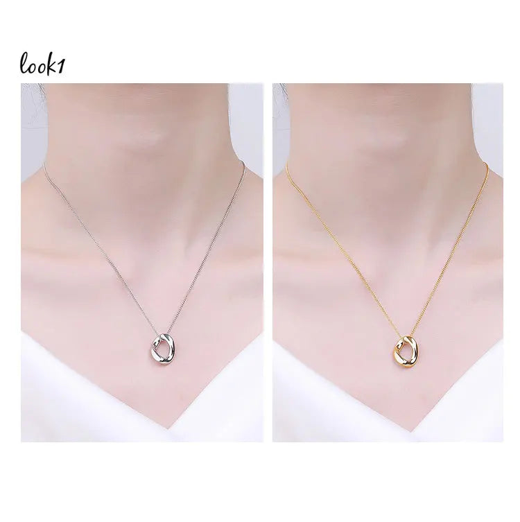 Twisted Oval Pendant Necklace Minimalist Geometric Necklace