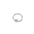 Adjustable Emerald Cut Pearl Stone Ring with silver-plated band and smiley face charm, ideal for casual wear and gifting in jewelry collections.