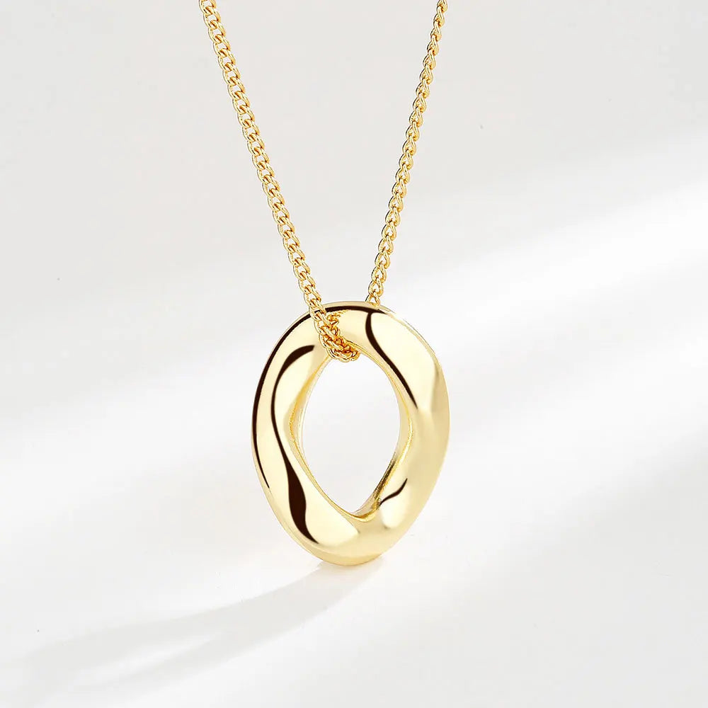 Twisted Oval Pendant Necklace Minimalist Geometric Necklace
