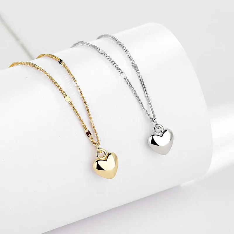 Minimalist heart necklace for women on silver chain
