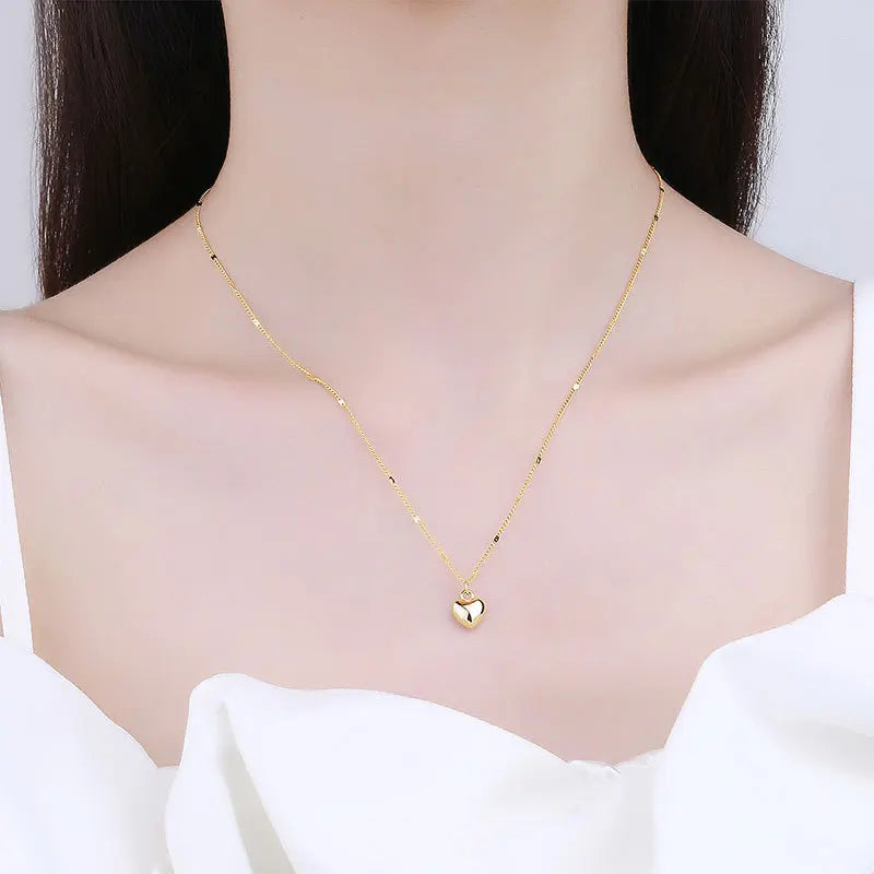 Minimalist heart necklace for women on silver chain