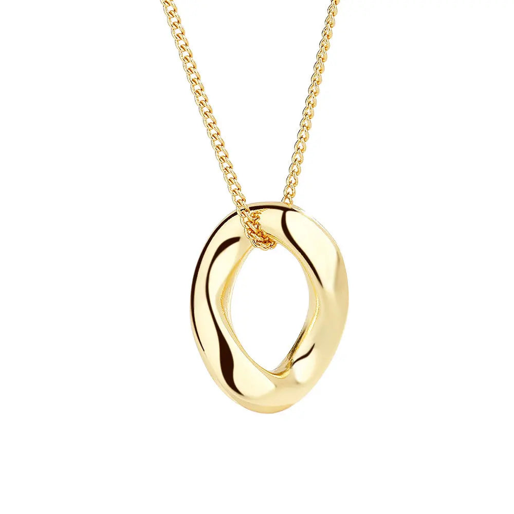 Twisted Oval Pendant Necklace Minimalist Geometric Necklace
