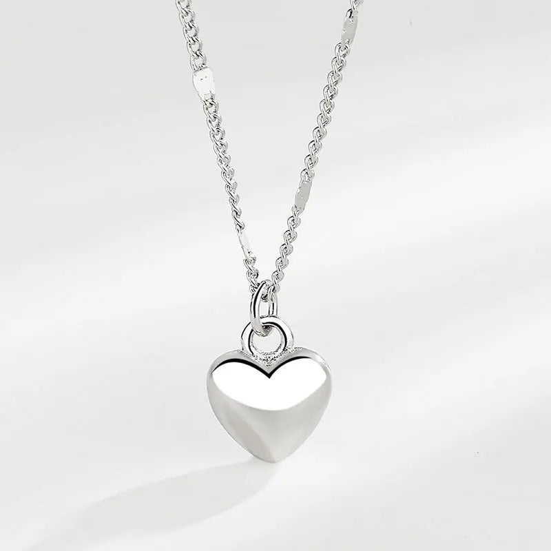 Minimalist heart necklace for women on silver chain