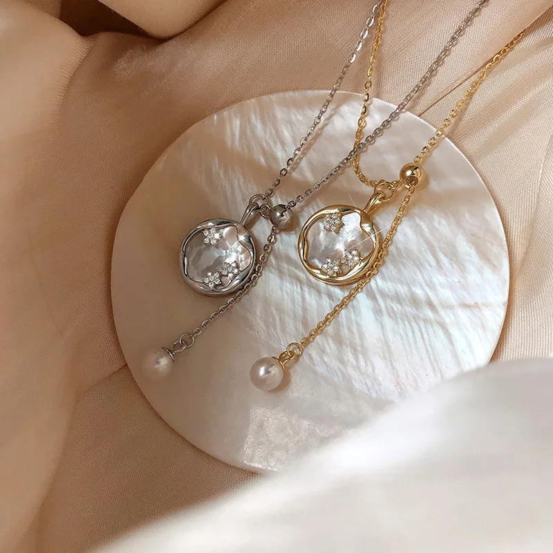 chic round flower necklace dainty round flower necklace pendant