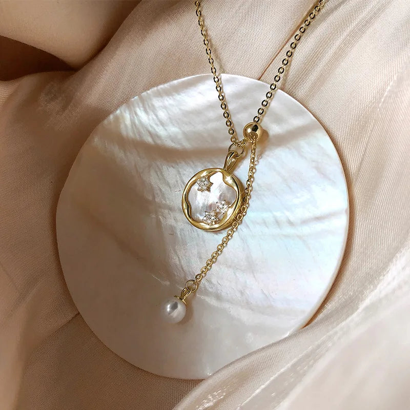 chic round flower necklace dainty round flower necklace pendant