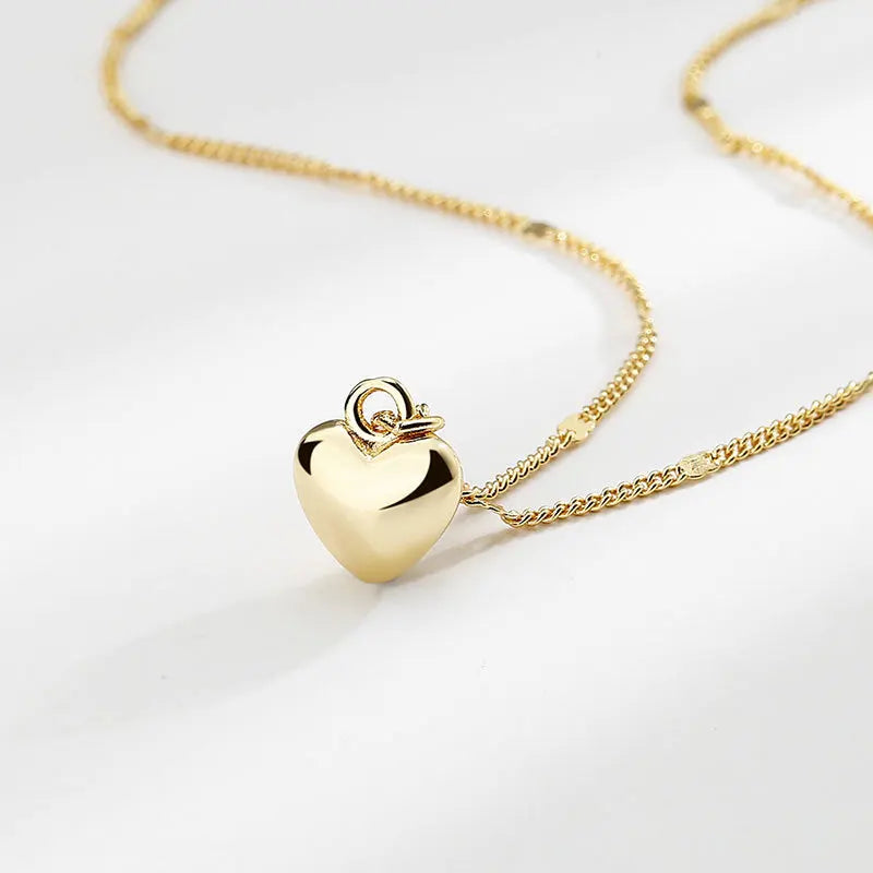 Minimalist heart necklace for women on silver chain