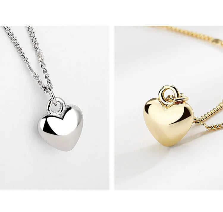 Minimalist heart necklace for women on silver chain