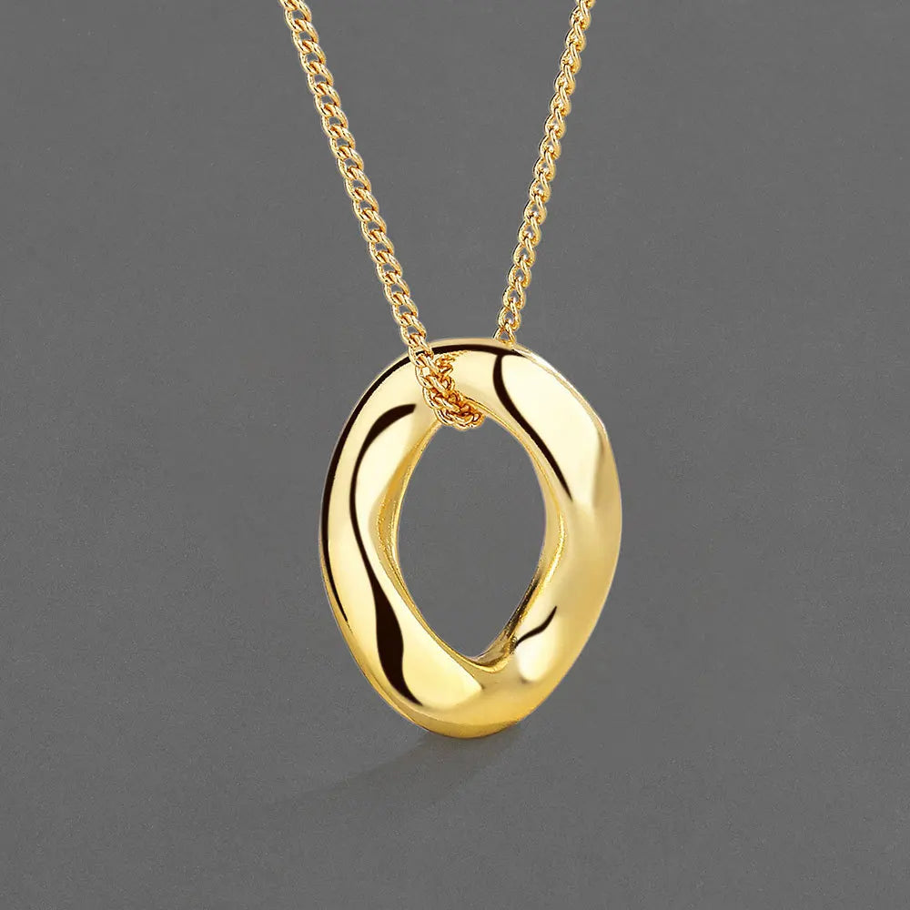 Twisted Oval Pendant Necklace Minimalist Geometric Necklace
