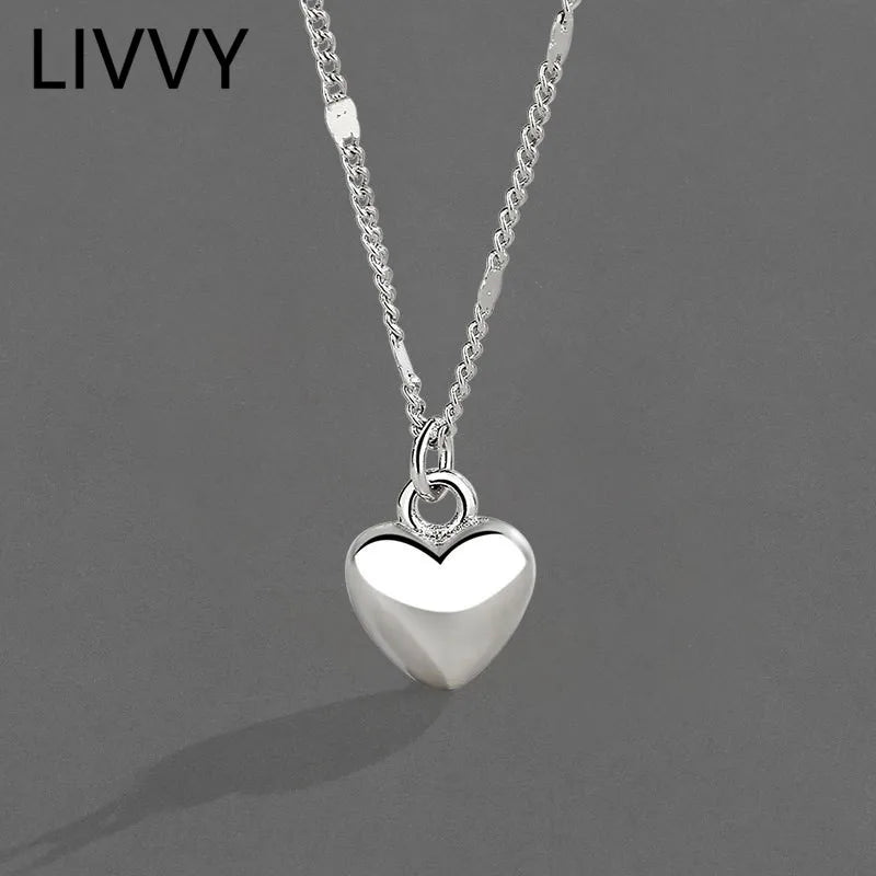 Minimalist heart necklace for women on silver chain