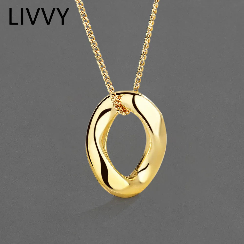 Twisted Oval Pendant Necklace Minimalist Geometric Necklace