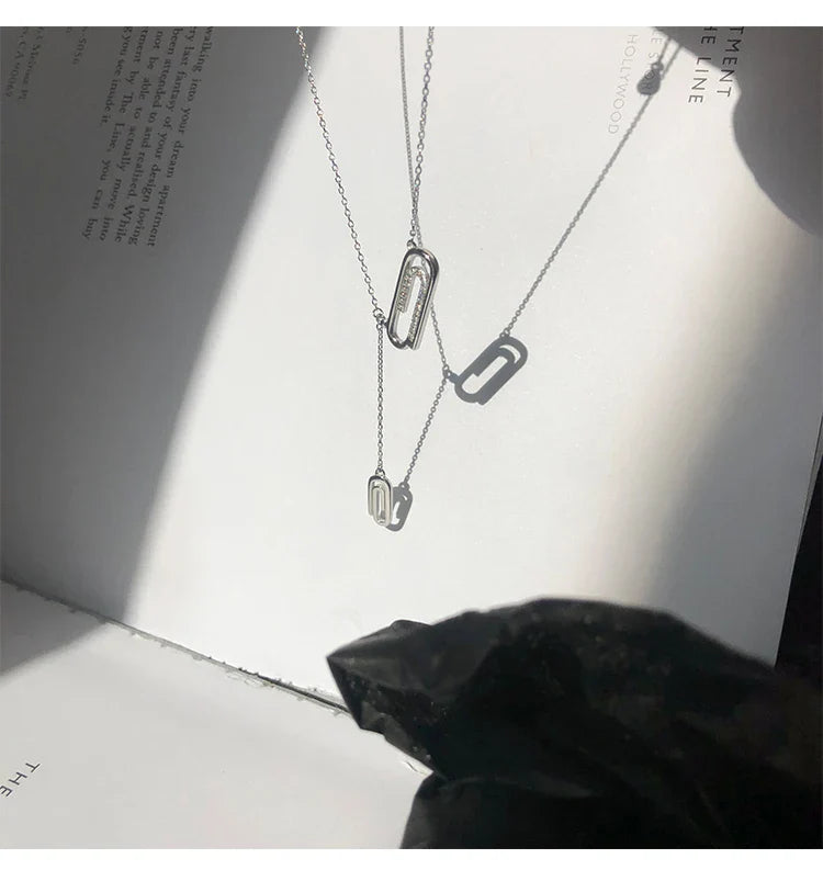 Elegant zircon pendant necklace for women on silver chain