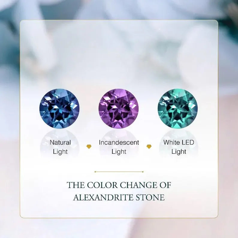 ALLNOEL Alexandrite Ring - Unique Engagement Band in sterling silver featuring color-changing Alexandrite stones in various elegant designs.