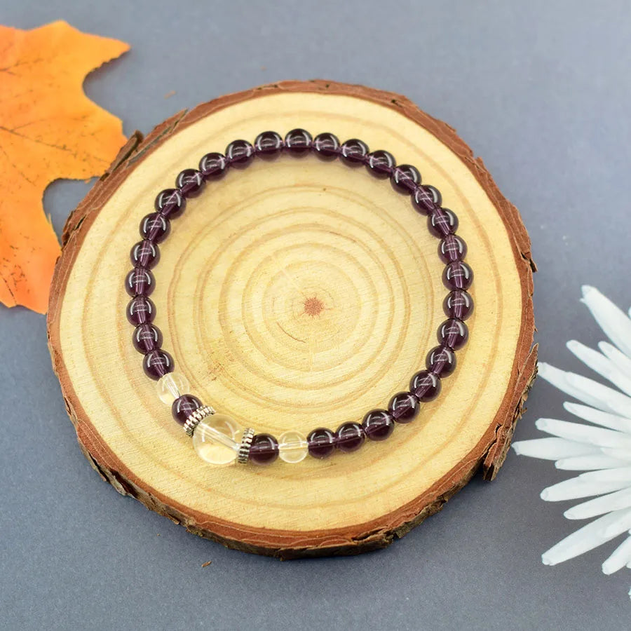 handmade amethyst wrist mala bracelet with beads