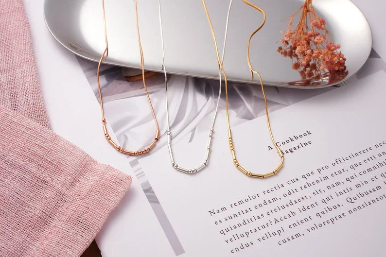 Gold Morse Code Charm Necklace