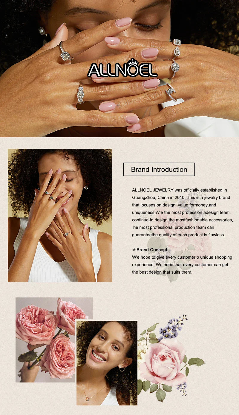 ALLNOEL Alexandrite Ring - Unique Engagement Band in sterling silver featuring color-changing Alexandrite stones in various elegant designs.