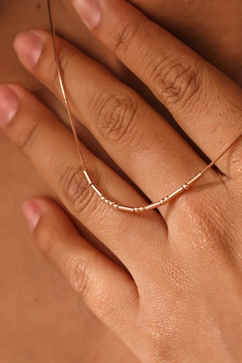 Gold Morse Code Charm Necklace